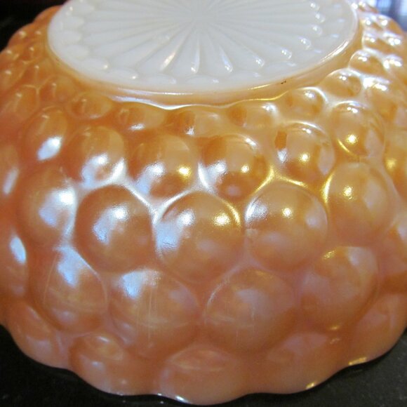 Vintage Anchor Hocking Iridescent Orange Bubble Glass Bowl 8.25" Fantastic Cond - Picture 2 of 14